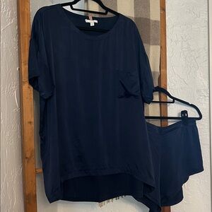 Lunya Deep Blue Washable Silk PJ Loungewear Set